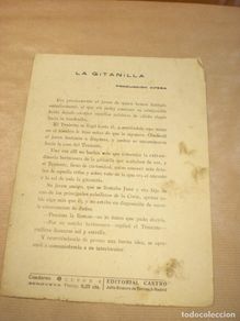 Libros antiguos: la gitanilla, editorial Castro, Producción Cifesa, folletín de los años 30, cuaderno nº 6